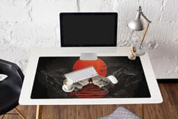 Muismat XXL 120x60 cm - Bureau onderlegger - Bureau mat Krijger - Rode trappen - Zon - Berg - Bureaumat - Gaming mousepad xl - Bureaulegger groot - Computer deskmat — thumbnail 5