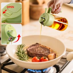 Olieverstuiver - Olieschenker - Olieschenker en sproeier 2 in 1 - Handig - Handmatig openen en sluiten van de schenktuit - Fijne oliespray - Gemakkelijk mee te nemen - Geschikt voor keuken, airfryer, koken, salade, barbecue - Groen — thumbnail 3