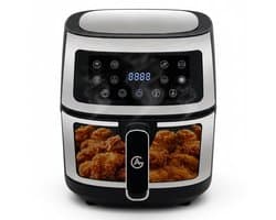 AG5300 Airfryer XXL Premium Zilver – 5.5L Hete Luchtfriteuse – Digitaal Display – 8 Programma’s – Anti-aanbak – Vaatwasserbestendig – Extreem Stil – Gezond Koken Zonder Olie – Inclusief Receptenboek