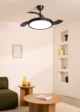 CREATE - Plafondventilator 40W stil met intrekbare bladen met licht - Ø91cm - Zwart - Controller voor wandmontage + afstandsbediening - WIND CLEAR STUDIO — thumbnail 4
