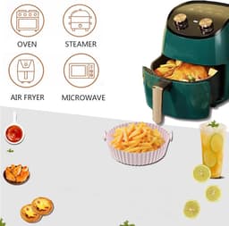 Siliconen mal, airfryer bakplaat，siliconen bakmat, airfryer-voering, herbruikbaar, bestand tegen hoge temperaturen, geschikt voor airfryer, oven, magnetron (17,5*5cm, lichtroze) — thumbnail 4