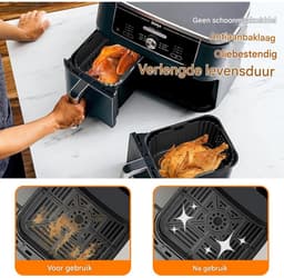TOVBMUP Airfryer-accessoires - Geschikt voor de Ninja SL401 Double Stack Airfryer - Ook geschikt voor de Ninja DZ201/Dz401/DZ550 en andere Dual Airfryer - Siliconen mal - Airfryer siliconen bakplaatinzetstuk — thumbnail 2