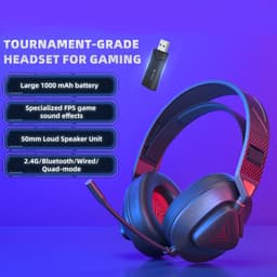 TAIDU THS318 2.4GHz Draadloze Gaming Headset - Over ear koptelefoon - met microfoon - Geschikt voor PC/PS4/PS5, Nintendo Switch - Zwart — thumbnail 3