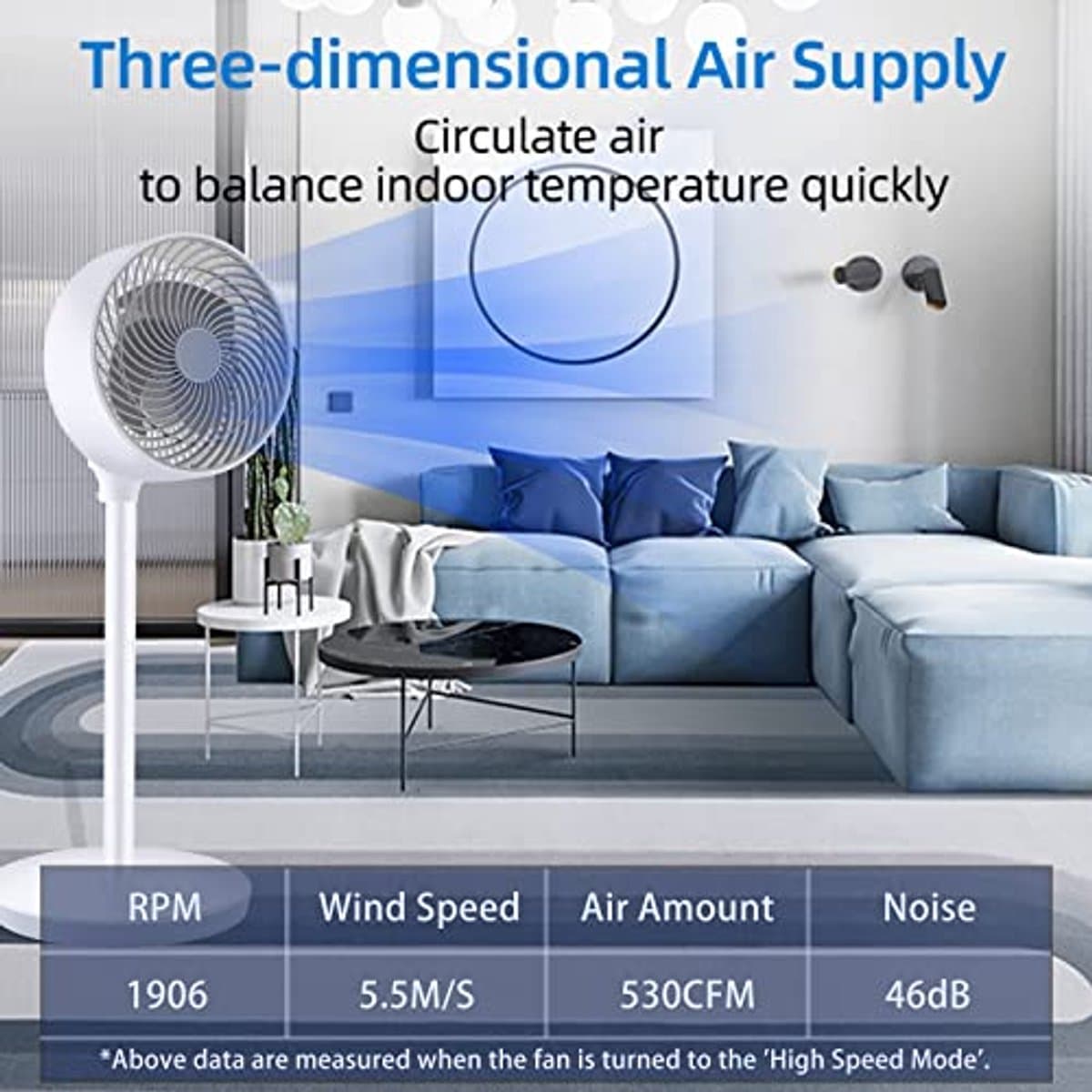 Mobiele Staande Ventilator met Oscillatie en 3 Snelheden - 50 W - 7 Inch - Perfect voor Slaapkamer en Thuis — afbeelding 1