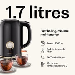 Klarstein Victoria ontbijtset – broodrooster voor 2 sneetjes met 7 bruiningsstanden, waterkoker van 1,7 liter, filterkoffiezetapparaat voor 12 kopjes, roestvrij staal, retro design, broodjesrek, warmhoudfunctie, zwart — thumbnail 4