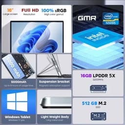 GMR - Windows 11 Tablet - 16inch - Touchscreen - Toetsenbord / Cover - Intel - 16GB RAM - 512GB SSD - Ideaal voor Thuis, Kantoor en Studie — thumbnail 4