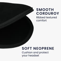 kwmobile headset case geschikt voor Anker Soundcore Q20i hoes - 22,5 x 17 cm - Koptelefoon cover met rits - Neopreen en ribfluweel - In zwart — thumbnail 8