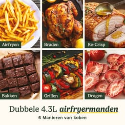 Cuisinart - Tri Zone 13,6 L Airfryer & Oven - 3 zones Heteluchtfriteuse (2x4,3 L + 5 L) - 9 functies - Sync Cooking - PFAS-vrije keramische coating - 2520 – 3000W - Zwart — thumbnail 2