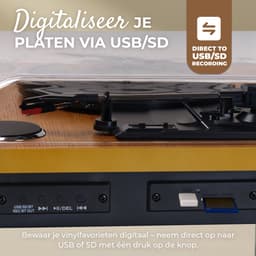 Denver Platenspeler Dual Bluetooth - Ingebouwde Speakers - USB - Retro - Hout - VPL230LW — thumbnail 4