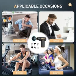 Diepe weefselmassage, draagbaar elektrisch massage-apparaat, massage-apparaat met hoge intensiteit, ultra-stil draagbaar elektrisch sportmassage-apparaat met 4 verwisselbare massagekoppen, zwart. — thumbnail 4