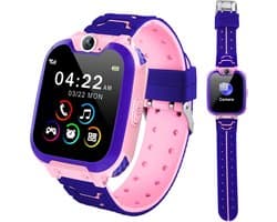 Vitdipy - Kinder SmartWatch - Gps Horloge Kind - Smartwatch kinderen - GPS Tracker Kind - Spatwaterdicht - SOS alarm - Telefoonfuncties - HD-fotofunctie - Roze