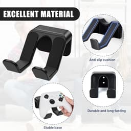 Hoofdtelefoonhouder – universele hoofdtelefoonhouder – hoofdtelefoonhouder met sterke lijm voor gaming-headset – onder de bureautafel – muur – hoofdtelefoonhouder – kantooraccessoires – zwart en wit — thumbnail 3