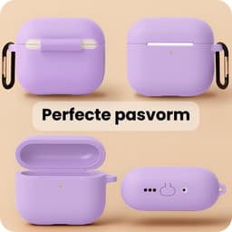 Hoesje - Geschikt voor Apple Airpods Pro 3 - met Clip - Siliconen Hoes - Silicone Case Cover - Lila — thumbnail 3