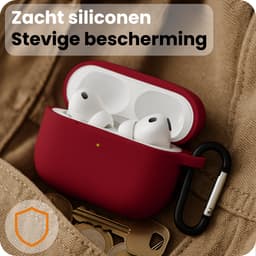 Hoesje - Geschikt voor Apple Airpods Pro 3 - met Clip - Siliconen Hoes - Silicone Case Cover - Wijnrood — thumbnail 4