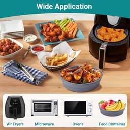 Set van 2 ronde siliconen bakplaten - Compatibel met Alyvisun siliconen airfryeraccessoires - Opvouwbaar en ovenbestendig - Geschikt voor airfryers, magnetrons en ovens - Grijs — thumbnail 7