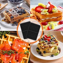 EXCITAT Wafelijzer - Siliconen mal - Airfryer accessoire - Geschikt voor thuis, bakkerij, dessertwinkel, café - Zwart — thumbnail 6