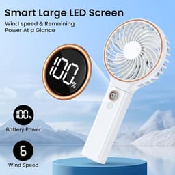 Draagbare Fan met 6 Snelheden en 4000mAh Batterij – Stil en Efficiënt voor Thuis en Buiten — thumbnail 1