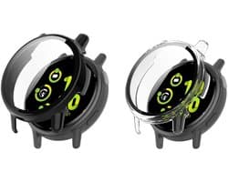 Strap-it hard case hoesjes met glasplaat (zwart & transparant) – geschikt voor Garmin Vivoactive 5 – schokbestendige beschermcases met geïntegreerde screen protector