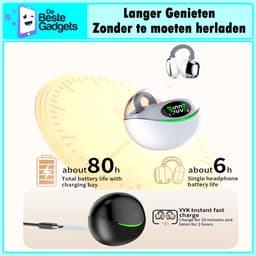 Draadloze oordopjes met Oorclip Wit - Geschikt voor Apple en Android - Bluetooth 5.3 - Draadloze oortje Bluetooth - Sport Oordopjes - Bluetooth Oordopjes - Draadloze Oordopjes - Oortjes Draadloos - In-Ear Oordopjes — thumbnail 3