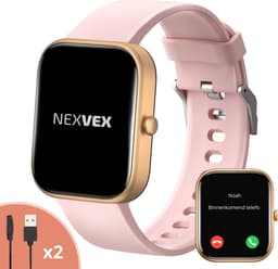 Nexvex® Deluxe Smartwatch voor Dames - Sporthorloge met Hartslagmeter - Bloeddrukmeter - Stappenteller - Sport Horloge met Belfunctie - Smart Watch Saturatiemeter - Zaklamp - Yoga - Bluetooth Activity Tracker - Android/iOS - 2.0 Inch - Rosé — thumbnail 1