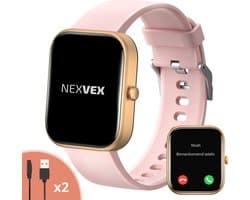 Nexvex® Deluxe Smartwatch voor Dames - Sporthorloge met Hartslagmeter - Bloeddrukmeter - Stappenteller - Sport Horloge met Belfunctie - Smart Watch Saturatiemeter - Zaklamp - Yoga - Bluetooth Activity Tracker - Android/iOS - 2.0 Inch - Rosé