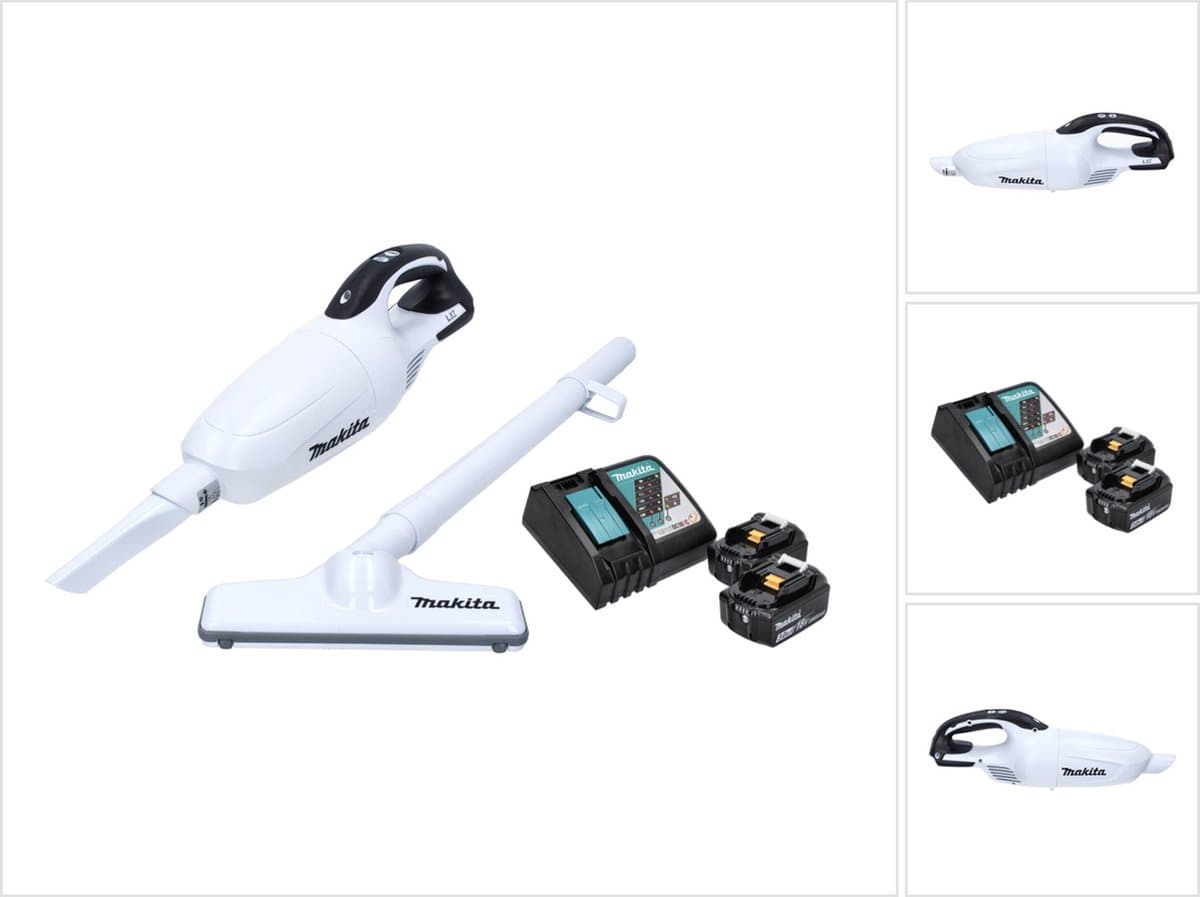 Makita DCL 181 FRFW accu stofzuiger 18 V wit + 2x accu 3.0 Ah + lader — afbeelding 1