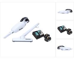 Makita DCL 181 FRFW accu stofzuiger 18 V wit + 2x accu 3.0 Ah + lader
