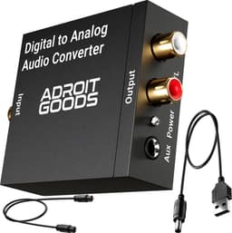 AdroitGoods Digitaal naar Analoog audioconverter - 192 kHz Audio Adapter voor Toslink naar RCA R/L - Met Optische Kabel en Voedings Adapter — thumbnail 1