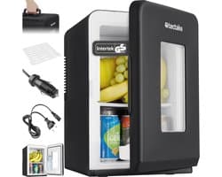 tectake® Mini-Autokoelkast - Draagbare minibar 14L - 2-in-1-functie: koelen en verwarmen - 5 tm 65 °C - Mini Koelkast - Elektrische Koelbox - 12v + 220/240v Aansluiting - Draagbare Campingkoelkast