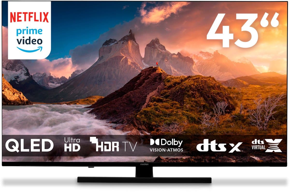 MEDION 108 cm (43") QLED TV (Google TV, 4K, Dolby Vision HDR, Netflix, Prime Video, Disney+, Dolby Atmos, DTS X, Smart TV, PVR, Bluetooth, MD 843700) — afbeelding 1