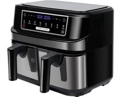 Mini oven - Grill rooster - Bakplaat - Airfryer - Voor Gezinsmaaltijden en Efficiënt Koken - 6-in-1 Slim Design met Dubbele Manden - 10 QT, Ruimtebesparend