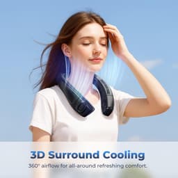 Nekventilator Draagbare airconditioners Persoonlijke ventilatoren, ergonomische ventilator met koelplaat, Type-C 8000mAh oplaadbaar 3D-luchtstroom Draagbaar LED-scherm 3 modi Cadeaus voor mannen Vrouwen Buiten Reizen Binnen — thumbnail 5