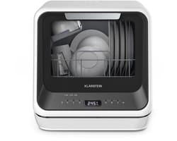 Klarstein Amazonia Mini Vaatwasser - Compact Aanrechtblad, 7 Programma's, 5L Tank of Directe Aansluiting, Energie-efficiëntieklasse D, Stil 58dB, Digitaal Display, Draagbaar Tafelblad voor Kleine Keukens, Zwart
