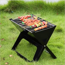Draagbare Houtskool Barbecue – Snels inklapbare RVS Buiten Grill – Voor Camping, Tuin en Picknick – 48 cm — thumbnail 2