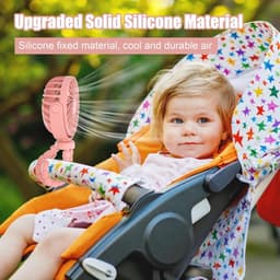 Mini draagbare kinderwagenventilator - Afneembaar, 3 snelheden - 360° rotatie - Flexibele handventilator op statief - Voor autostoel, baby, bed, loopband, reizen - Roze — thumbnail 4