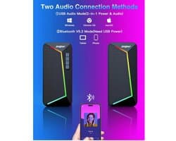 WNHB® Computer Speakers R40 - 2.0 USB Aangedreven PC Speakers Met Bluetooth 5.3 - Krachtig Stereo Geluid Voor Laptop En Desktop