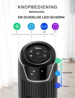 Torenventilator - Stil - Met Afstandsbediening - 92 Cm - Mobiele Ventilator - Zuilventilator - 7 Uur Timer - 3 Modi - 3 Snelheden - 45 W Staande Ventilator - Zwart — thumbnail 4