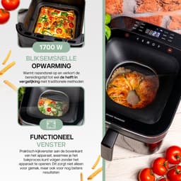4Swiss ABB-025 SkylightView - Airfryer - 6.5L - 1700W - Glas - Touchscreen Display - Zwart — thumbnail 4