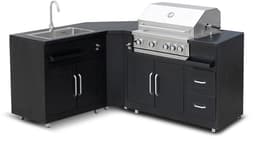 Oviala - Metalen buitenkeuken met 3 modules spoelbak en barbecue - Memphis — thumbnail 1