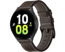 Stravo Leren Smartwatch Bandje 22mm - Geschikt voor Samsung Galaxy Watch 3 45mm / Galaxy Watch 46mm / Gear S3 Classic & Frontier - Polar Vantage M / M2 / V3 / Grit X - Garmin Vivoactive 4 - Leather Horlogebandje van Echt Leer voor Huawei - Koffie