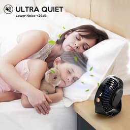 RFWR® Mini-tafelventilator met 5 Snelheden en Sterke Luchtstroom - Draagbaar en Stil Bureau Model met 360° Draaibare Kop — thumbnail 5