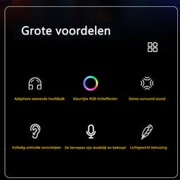 KINSI Gaming Headset met RGB Verlichting - Bedrade Koptelefoon met 3D Surround Sound — thumbnail 2