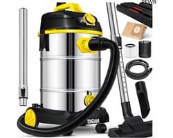 RFWR® Industriële stofzuiger 1800 watt met blaasfunctie voor nat en droog zuigen