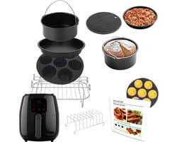 Airfryer Accesoires Set - Heteluchtfriteuse Accesoires - Universeel - Bakvormen - Grillrekken - Herbruikbaar - Ø 20 CM - Inclusief Receptenboekje - Rheme