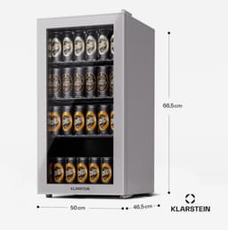 Klarstein koelkast met glazen deur, stille roestvrijstaal koelkast, indoor/outdoor drankenkoelkast, smalle wijnkoelkast voor dranken, 74L koelkast met uitneembare schappen, 3-18°C — thumbnail 3