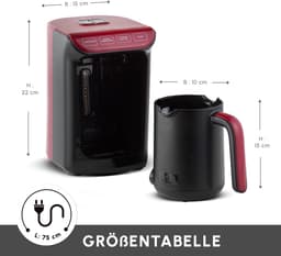 Karaca Hatır Koz – Turkse Koffiemachine met Roosterfunctie – Cherry Rood – voor 5 kopjes koffie met schuim — thumbnail 3