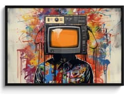 Fotolijst incl. Poster - Televisie - Graffiti - Mens - Kleuren - 120x80 cm - Posterlijst