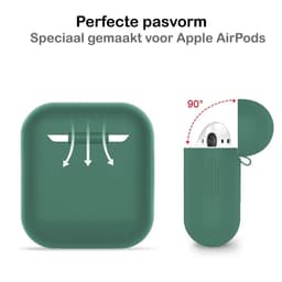 Hoesje - Geschikt voor Apple Airpods 2 - Siliconen Dun Met Clip - Case Cover - Silicone Hoes - Midnight Green — thumbnail 4