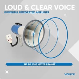 Megafoon - Vonyx MEG065 - Megafoon 65W met herlaadbare accu, MP3 op USB/SD, opnamefunctie — thumbnail 4
