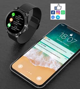 Belesy® BQSiRgRb PLUS - Smartwatch Dames – Smartwatch Heren - Horloge - 1.28 inch - Kleurenscherm - Stappenteller - Bloeddruk - Hartslag - 75+ Wijzerplaten – Sporten – Rose Goud - Milanees staal - Siliconen – Regenboog - Roze - Kerstcadeau — thumbnail 5
